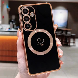 Kryt na Samsung Galaxy S24 FE Srdíčko s podporou MagSafe čierny