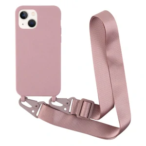Kryt na iPhone 13 Pro Wide gumový so šnúrkou na krk staroružový