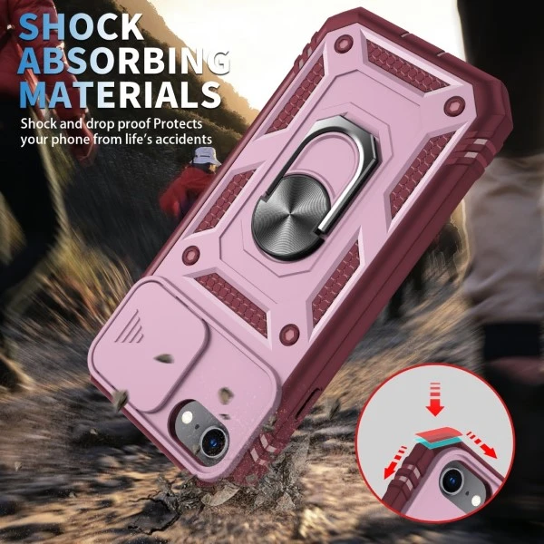 Kryt na iPhone 7 / 8 / SE 2020 / SE 2022 odolný s krytkou na fotoaparát vínový