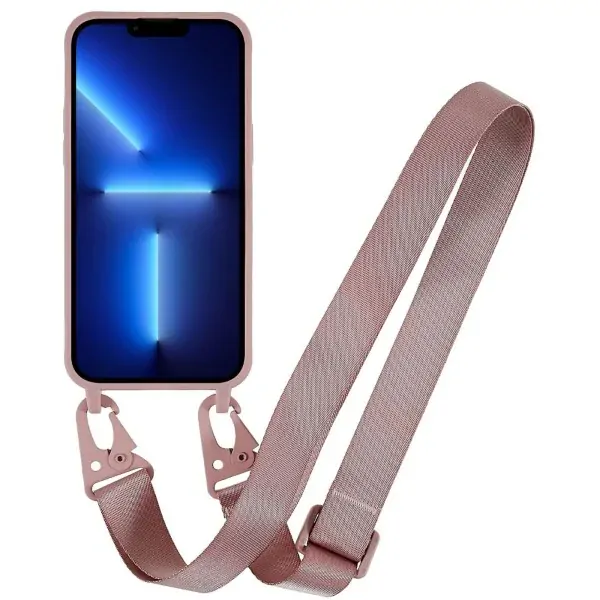 Kryt na iPhone 14 Pro Max Wide gumový so šnúrkou na krk staroružový