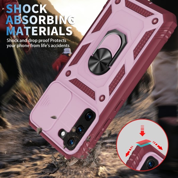 Kryt na Samsung Galaxy S21 odolný s krytom na fotoaparát vínový