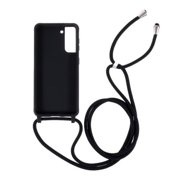 Kryt na Samsung Galaxy S21 gumový so šnúrkou na krk čierny