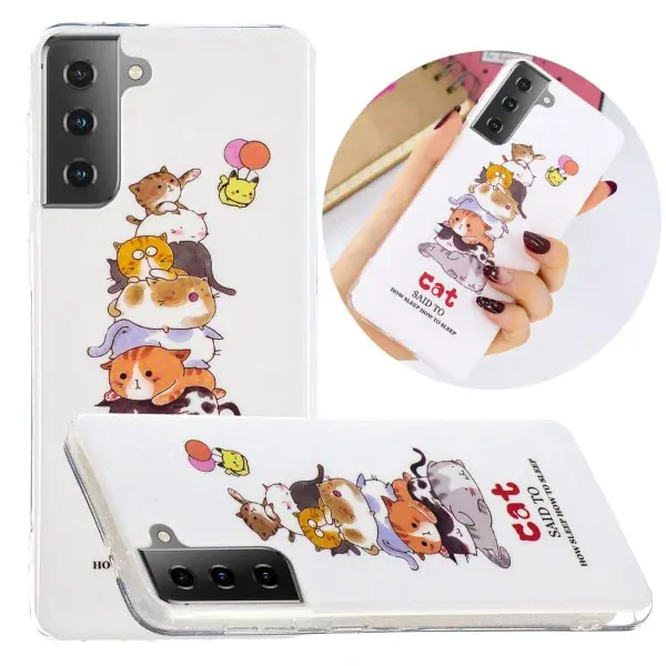 Kryt na Samsung Galaxy S21 svietiaci Mačky