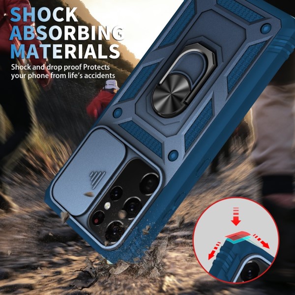 Kryt na Samsung Galaxy S21 Ultra odolný s krytom na fotoaparát tmavomodrý