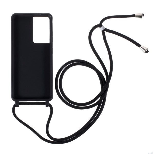 Kryt na Samsung Galaxy S21 Ultra gumový so šnúrkou na krk čierny