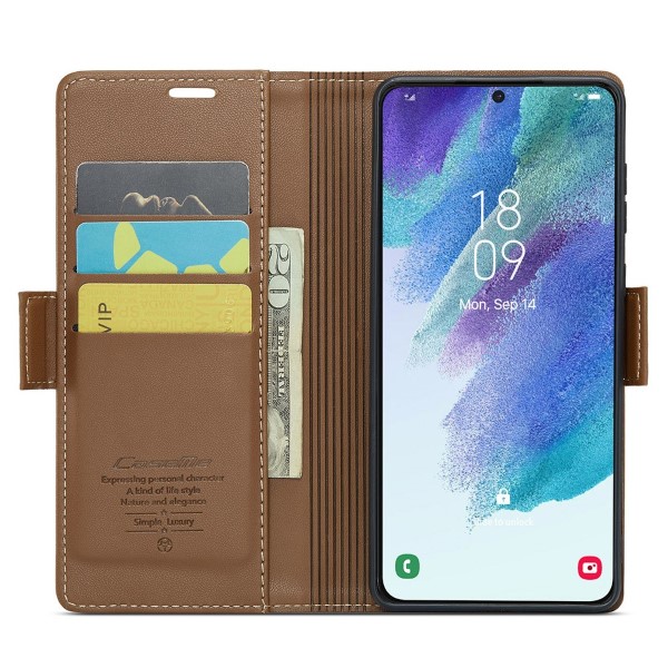 Puzdro na Samsung Galaxy S21 FE CASEME smooth hnedé
