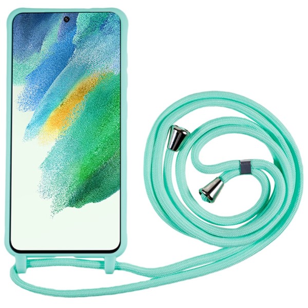 Kryt na Samsung Galaxy S21 FE gumový so šnúrkou na krk svetlo modrý