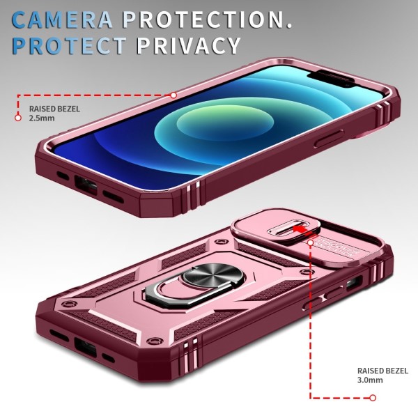 Kryt na iPhone 14 Plus odolný s krytom na fotoaparát vínový
