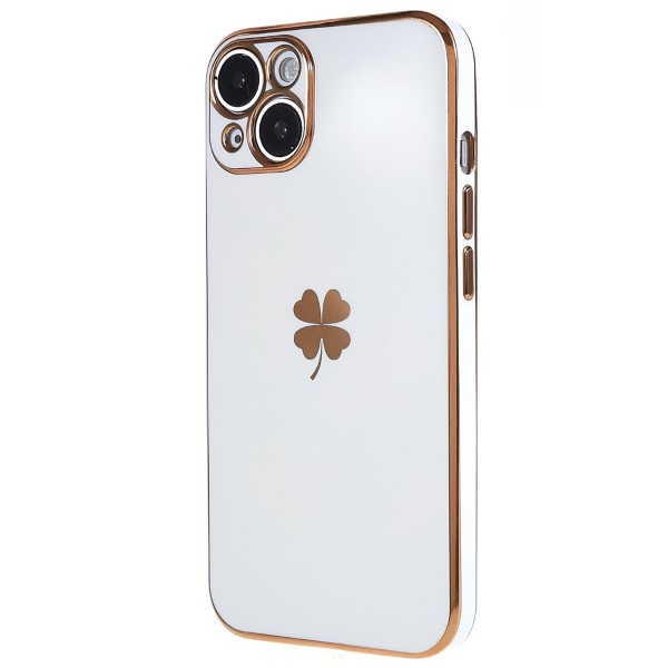 Kryt na iPhone 14 Plus Electroplated štvorlístok biely