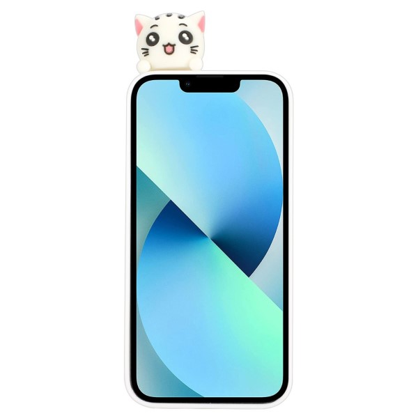 Kryt na iPhone 14 Plus 3D mačiatko biely