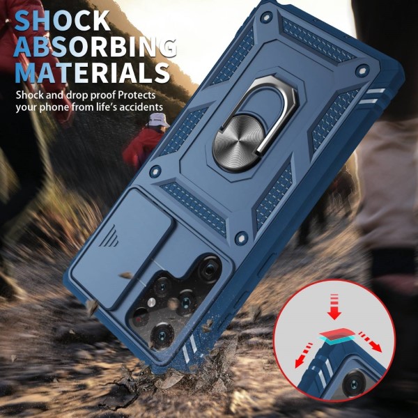 Kryt na Samsung Galaxy S22 Ultra odolný s krytom na fotoaparát tmavomodrý