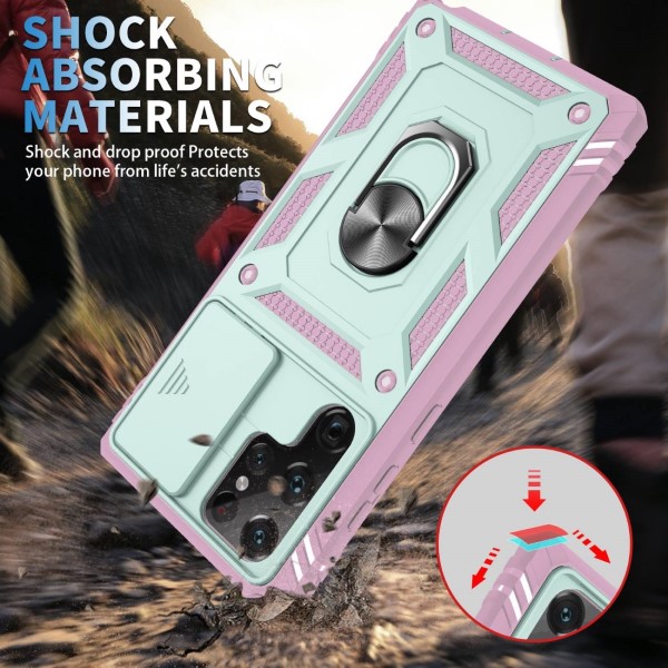 Kryt na Samsung Galaxy S22 Ultra odolný s krytom na fotoaparát ružový