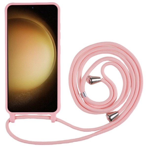 Kryt na Samsung Galaxy S23 Plus gumový so šnúrkou na krk ružový