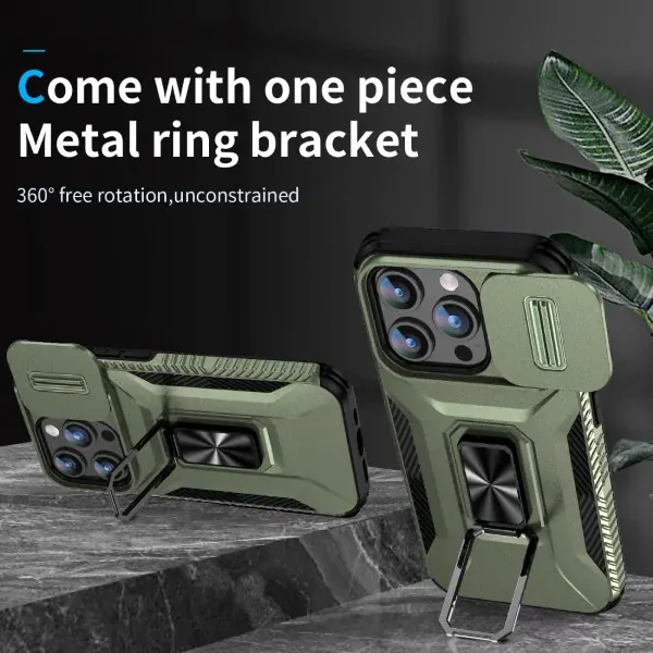 Kryt na iPhone 15 Pro odolný s krytom na fotoaparát zelený