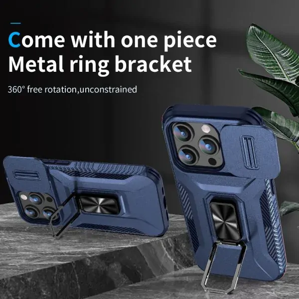 Kryt na iPhone 15 Pro odolný s krytkou na fotoaparát tmavomodrý