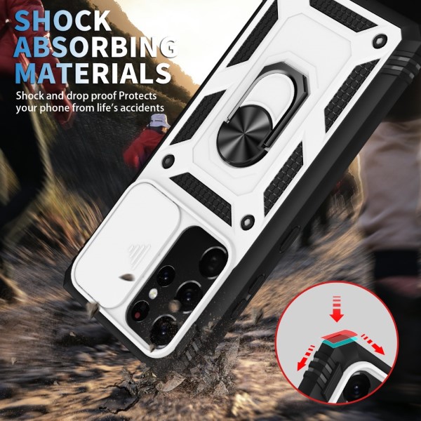 Kryt na Samsung Galaxy S21 Ultra odolný s krytom na fotoaparát biely