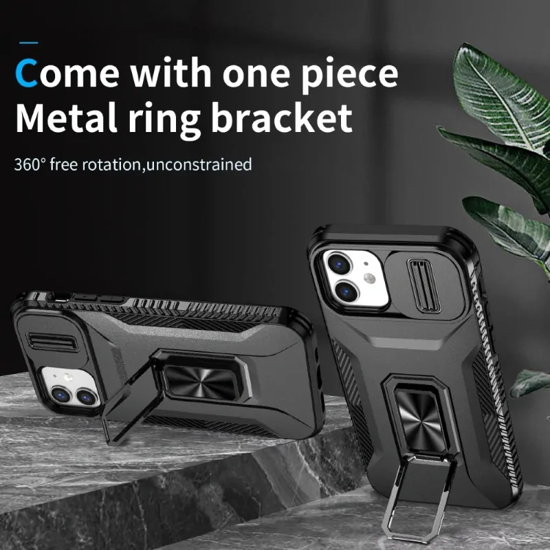 Kryt na iPhone 12 / 12 Pro odolný s krytom na fotoaparát čierny