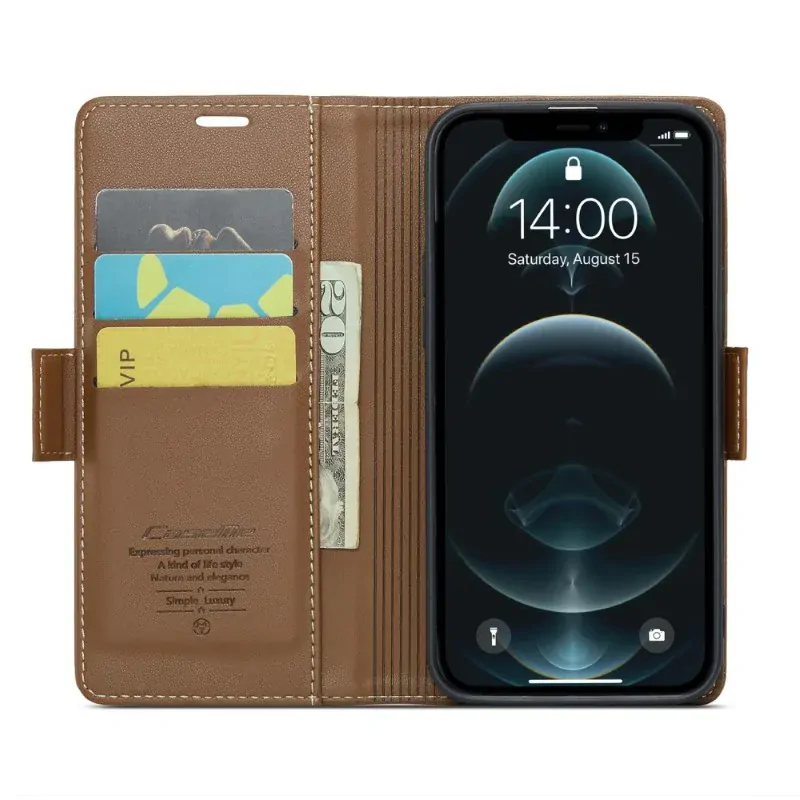 Púzdro pre iPhone 12 / 12 Pro CASEME smooth hnedé