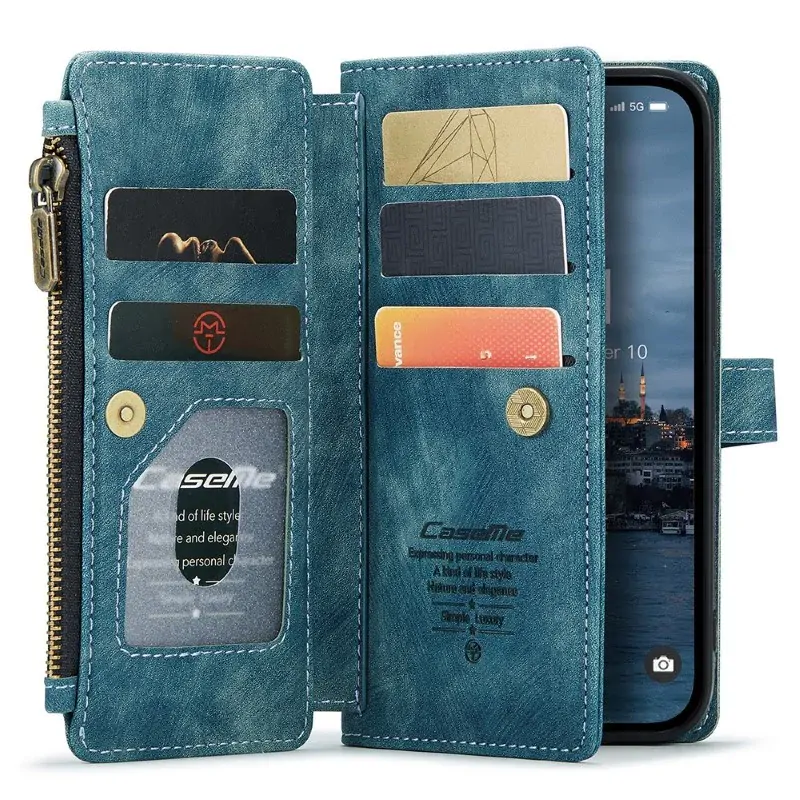 Púzdro pre iPhone 15 Pro Max CASEME Luxury Double Layer modré