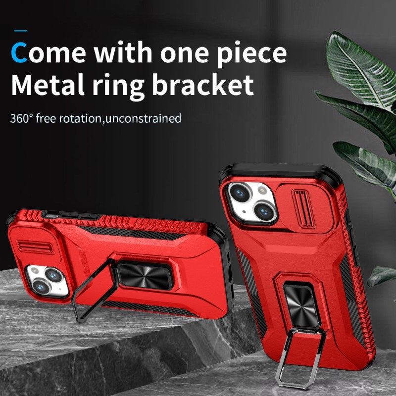 Kryt na iPhone 15 odolný s krytom na fotoaparát červený