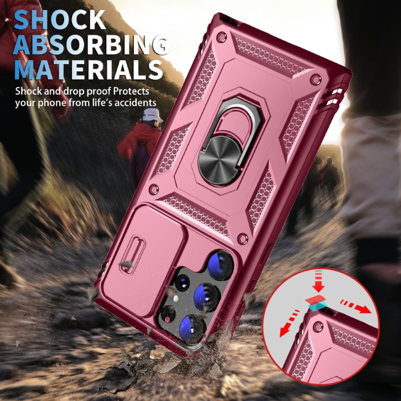 Kryt na Samsung Galaxy S24 Ultra odolný s krytom na fotoaparát vínový