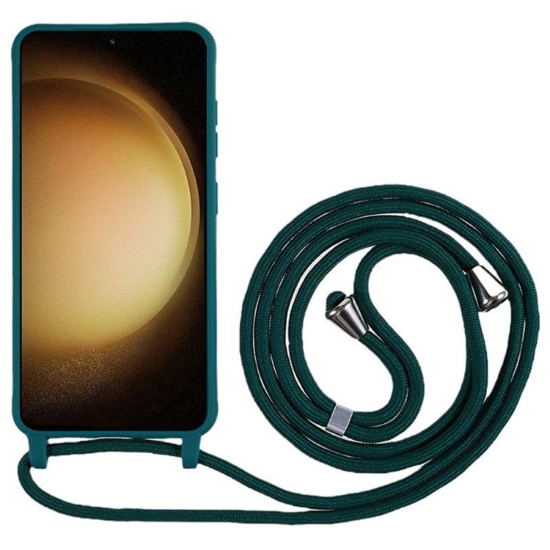 Kryt na Samsung Galaxy S23 Plus gumový so šnúrkou na krk zelený