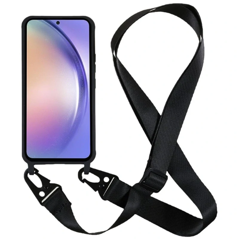 Kryt na Samsung Galaxy S24 gumový so šnúrkou na krk čierny