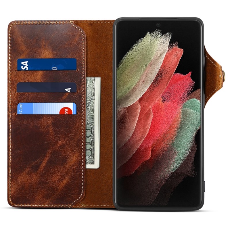 Puzdro kožené Denior na Samsung Galaxy S24 Ultra hnedé