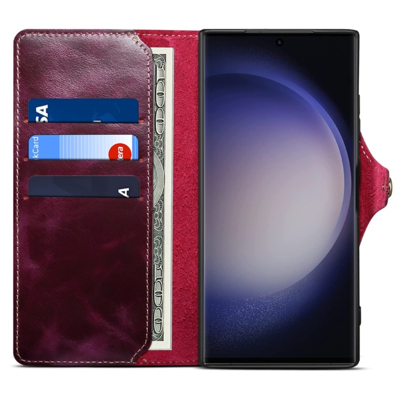 Puzdro kožené Denior na Samsung Galaxy S24 Ultra fialové