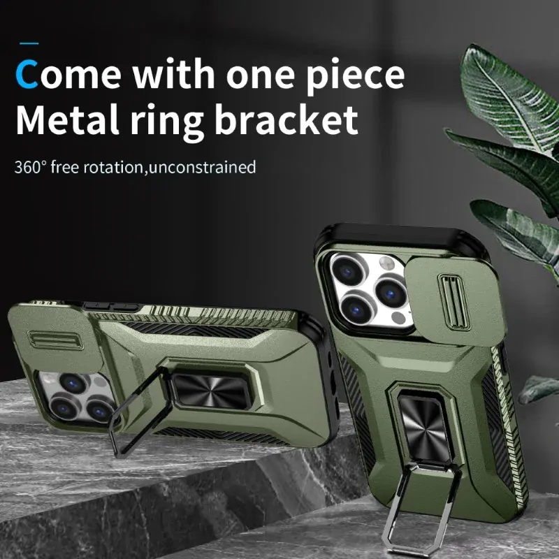 Kryt na iPhone 13 Pro odolný s krytom na fotoaparát zelený