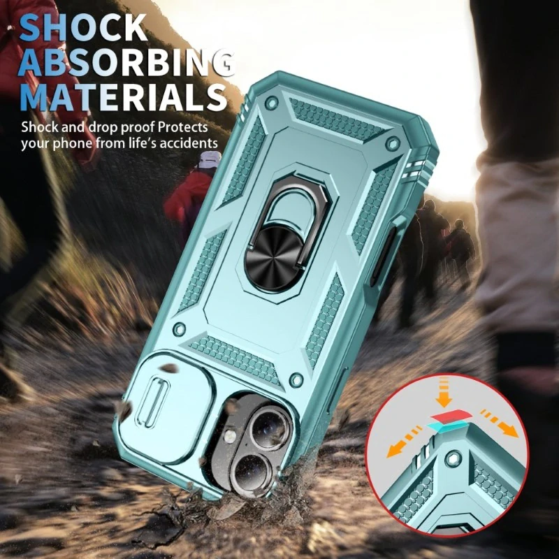 Kryt na iPhone 16 odolný s krytom na fotoaparát svetlo modrý