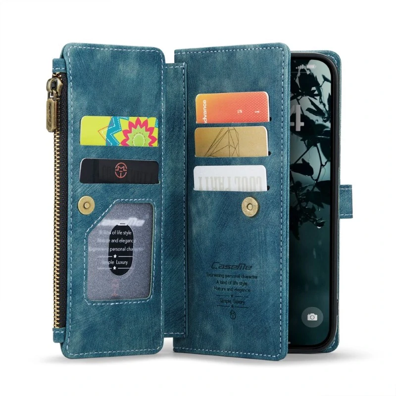 Púzdro pre iPhone 16 CASEME Luxury Double Layer modré