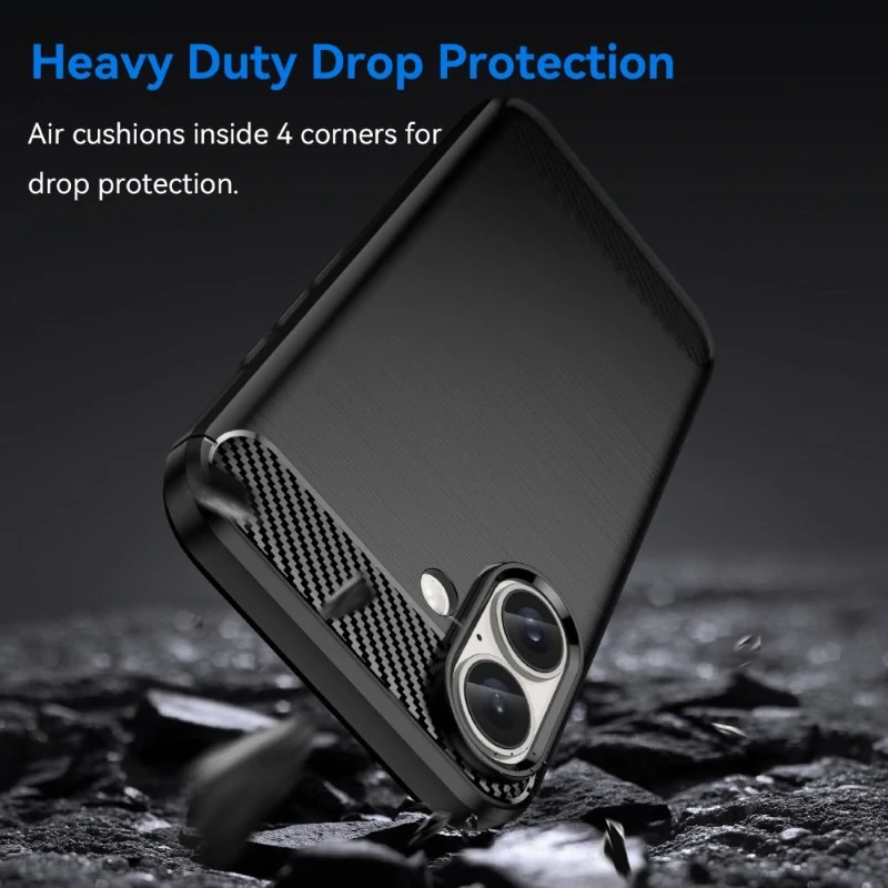 Kryt na iPhone 16 gumový Carbon čierny