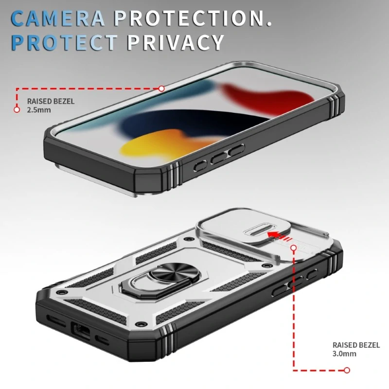 Kryt na iPhone 16 Pro odolný s krytkou na fotoaparát biely