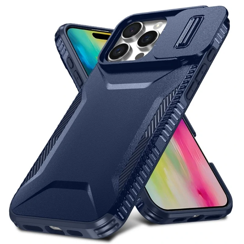 Kryt na iPhone 16 Pro s krytkou na fotoaparát tmavomodrý