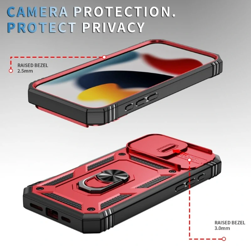 Kryt na iPhone 16 Pro Max odolný s krytkou na fotoaparát červený