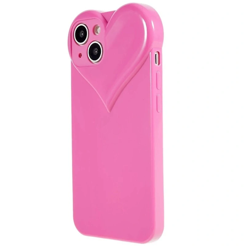 Kryt na iPhone 15 gumový Srdce ružový