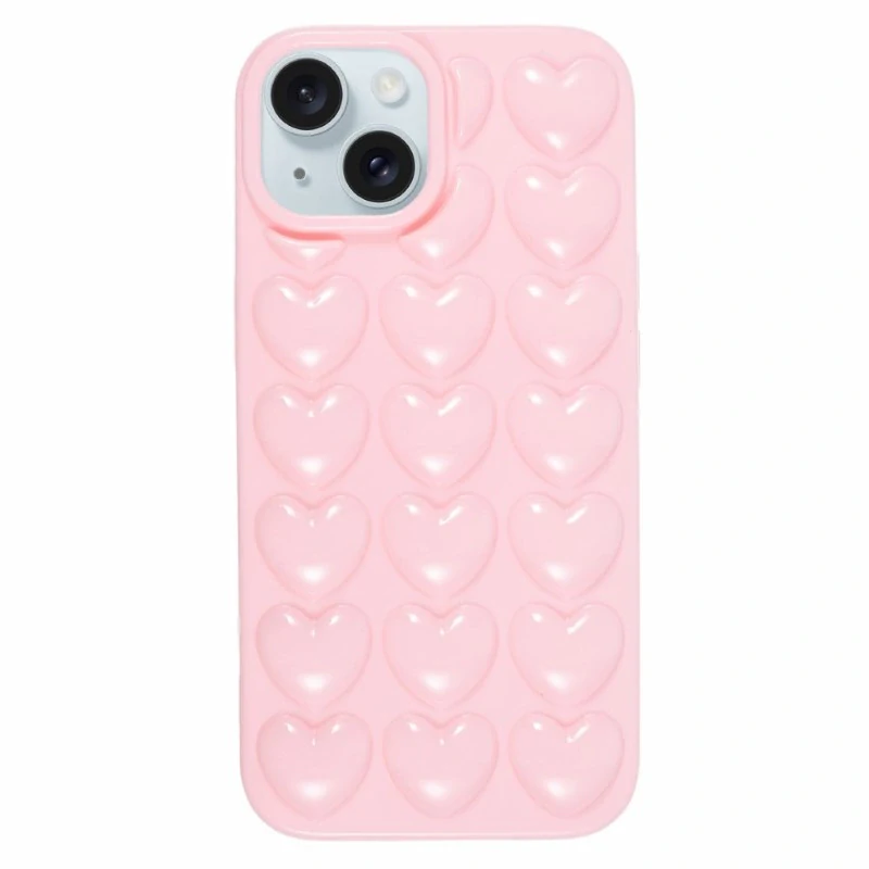Kryt na iPhone 15 Srdiečka ružový