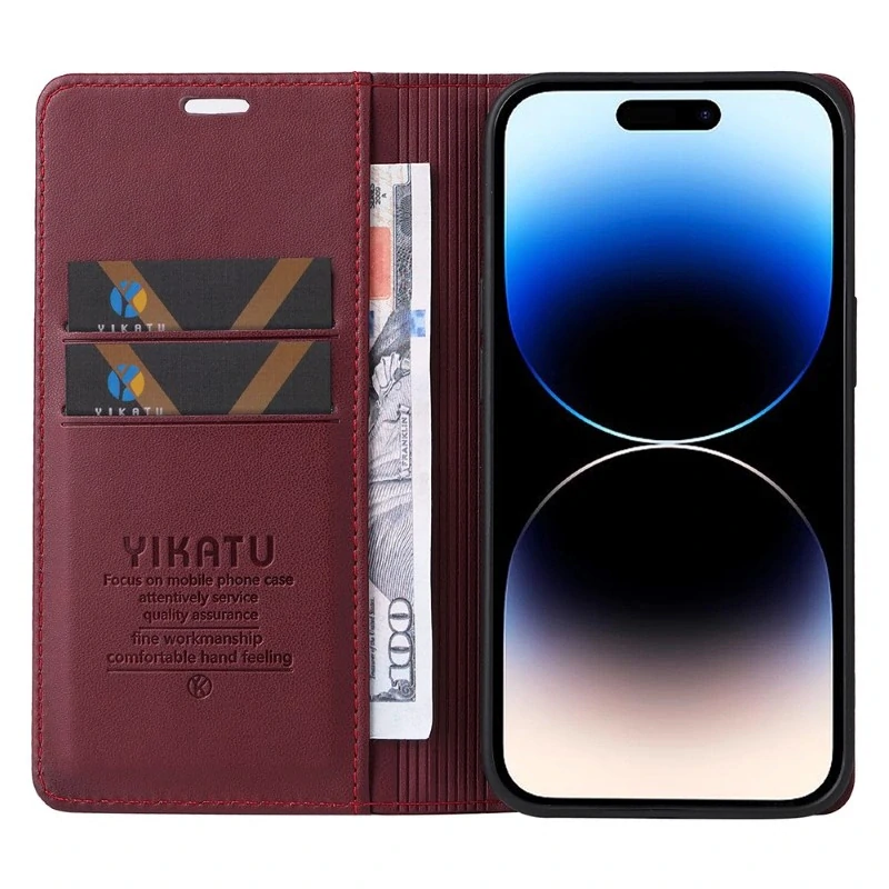 Puzdro na iPhone 15 Pro YIKATU vínové