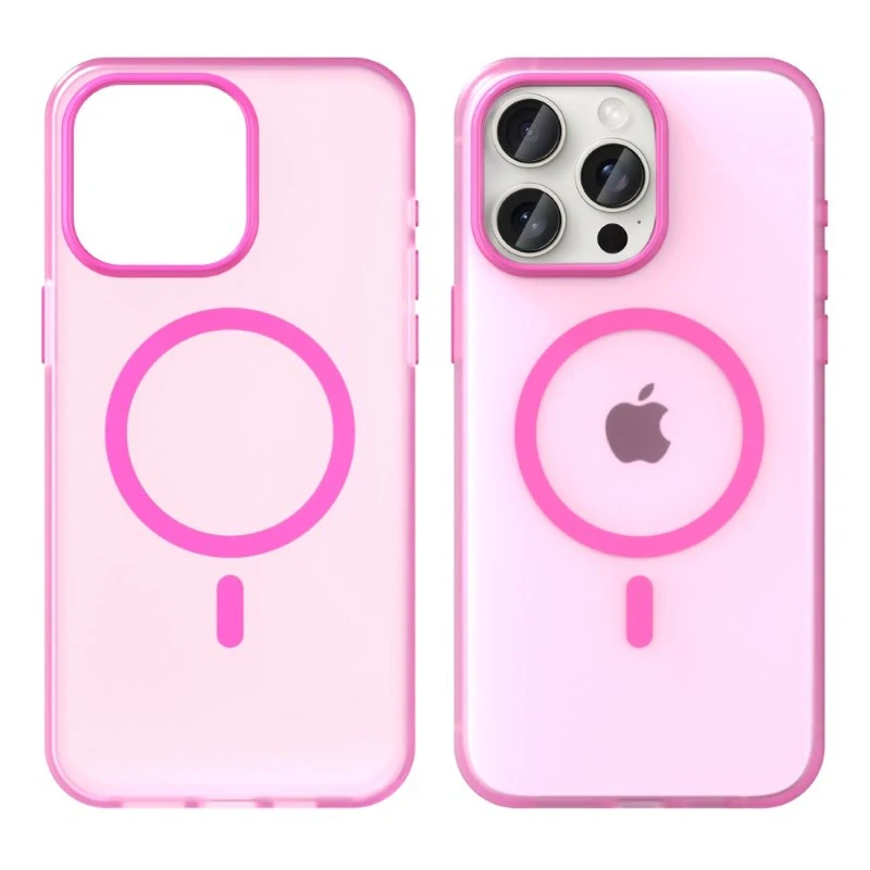 Kryt na iPhone 15 Pro gumový Candy (podpora MagSafe) ružový