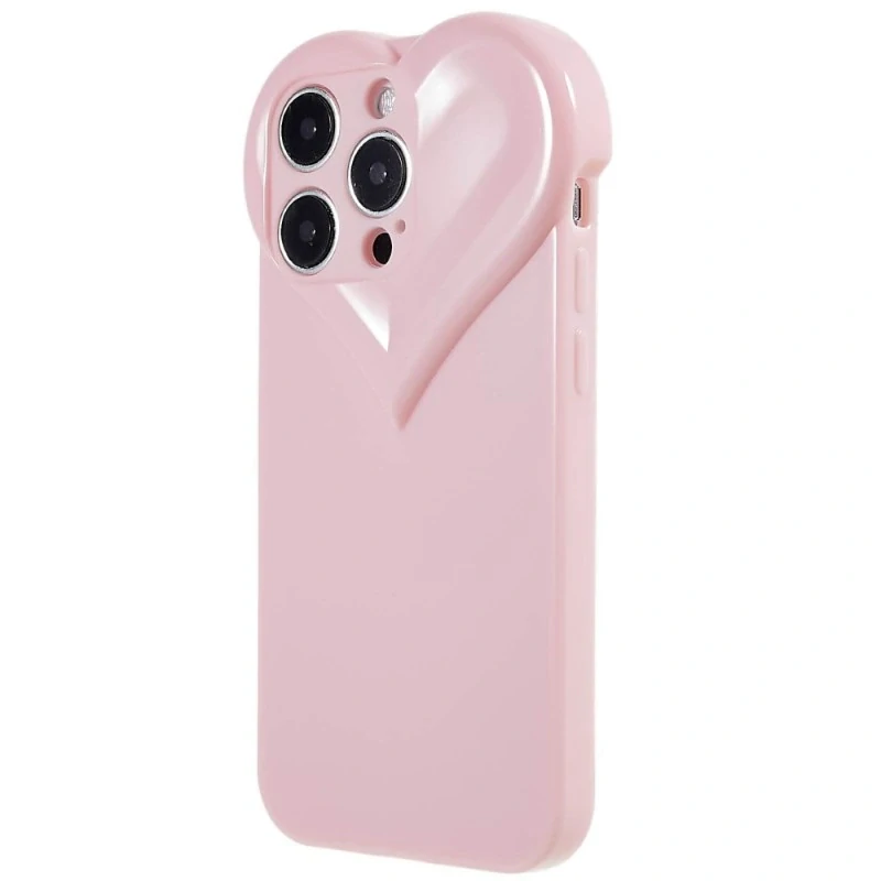Kryt na iPhone 15 Pro gumový Srdce svetlo ružový
