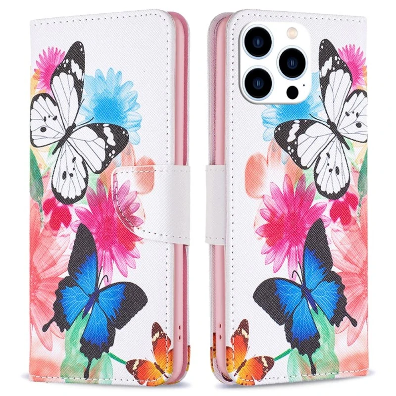 Púzdro pre iPhone 15 Pro Motýle bielo