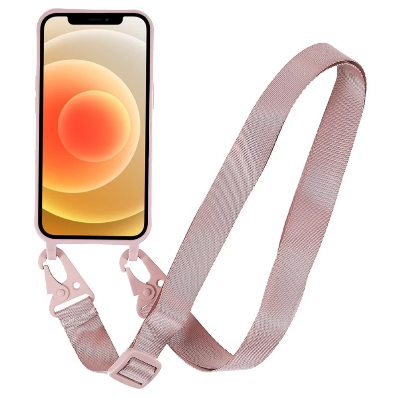 Kryt na iPhone 12 Mini gumený so šnúrkou na krk staroružový