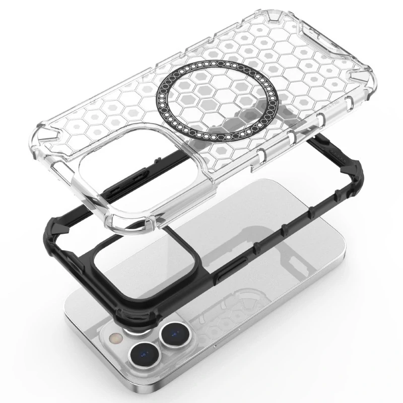 Kryt na iPhone 13 Pro odolný Honeycomb s podporou MagSafe zelený
