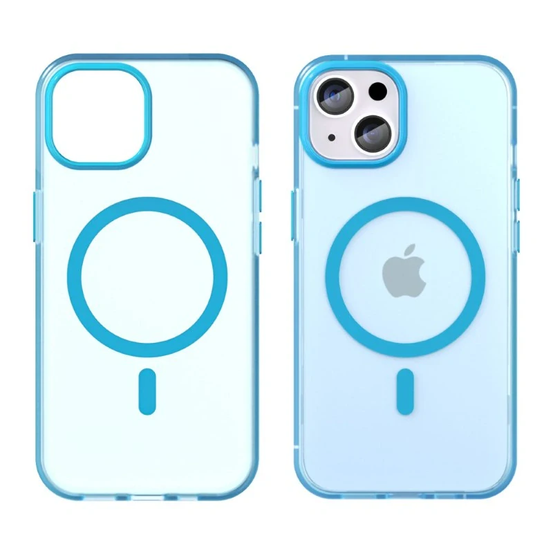 Kryt na iPhone 14 gumový Candy (podpora MagSafe) modrý