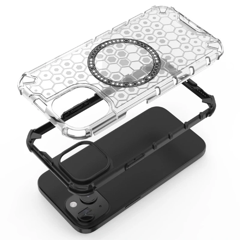 Kryt na iPhone 14 odolný Honeycomb s podporou MagSafe červený