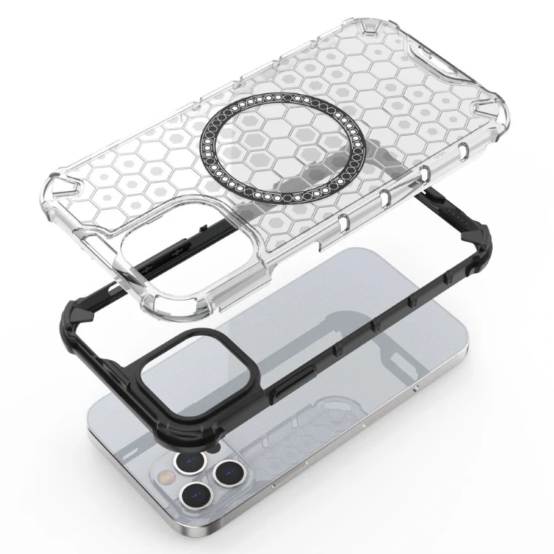 Kryt na iPhone 12 / 12 Pro odolný Honeycomb s podporou MagSafe čirý