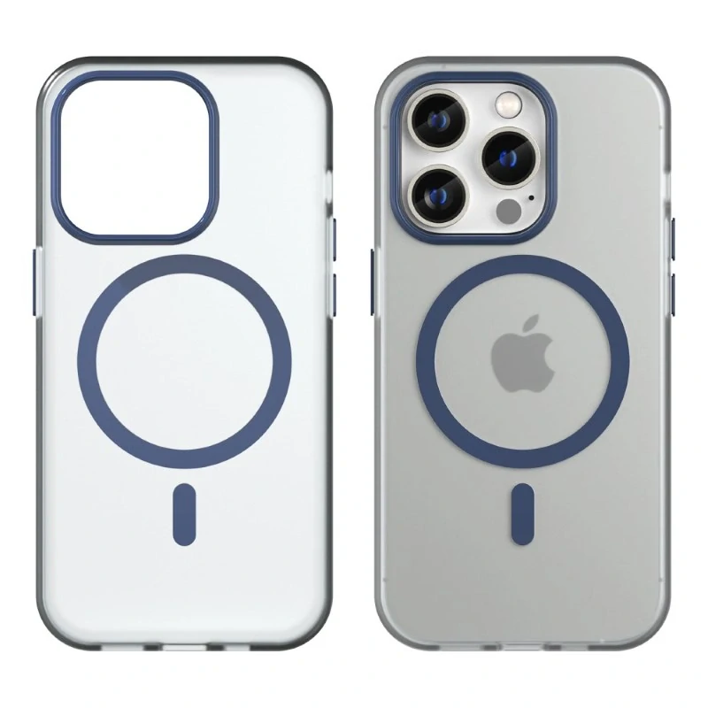 Kryt na iPhone 14 Pro Max gumový Candy (podpora MagSafe) tmavo modrý