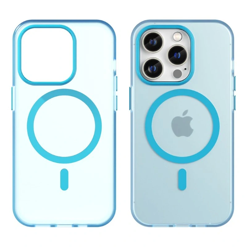 Kryt na iPhone 14 Pro Max gumový Candy (podpora MagSafe) modrý