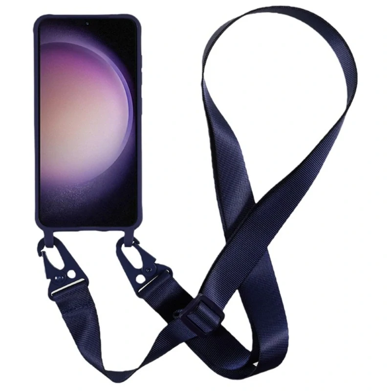 Kryt na Samsung Galaxy S23 gumový so šnúrkou na krk modrý